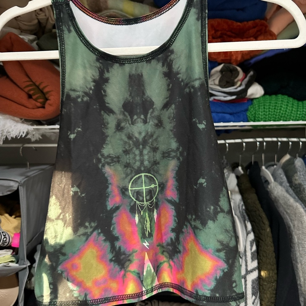 Teeki Eagle Feather Green Crop Top